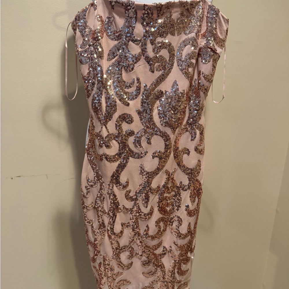 Windsor Elegant Sequin Dress in Pink and Gold